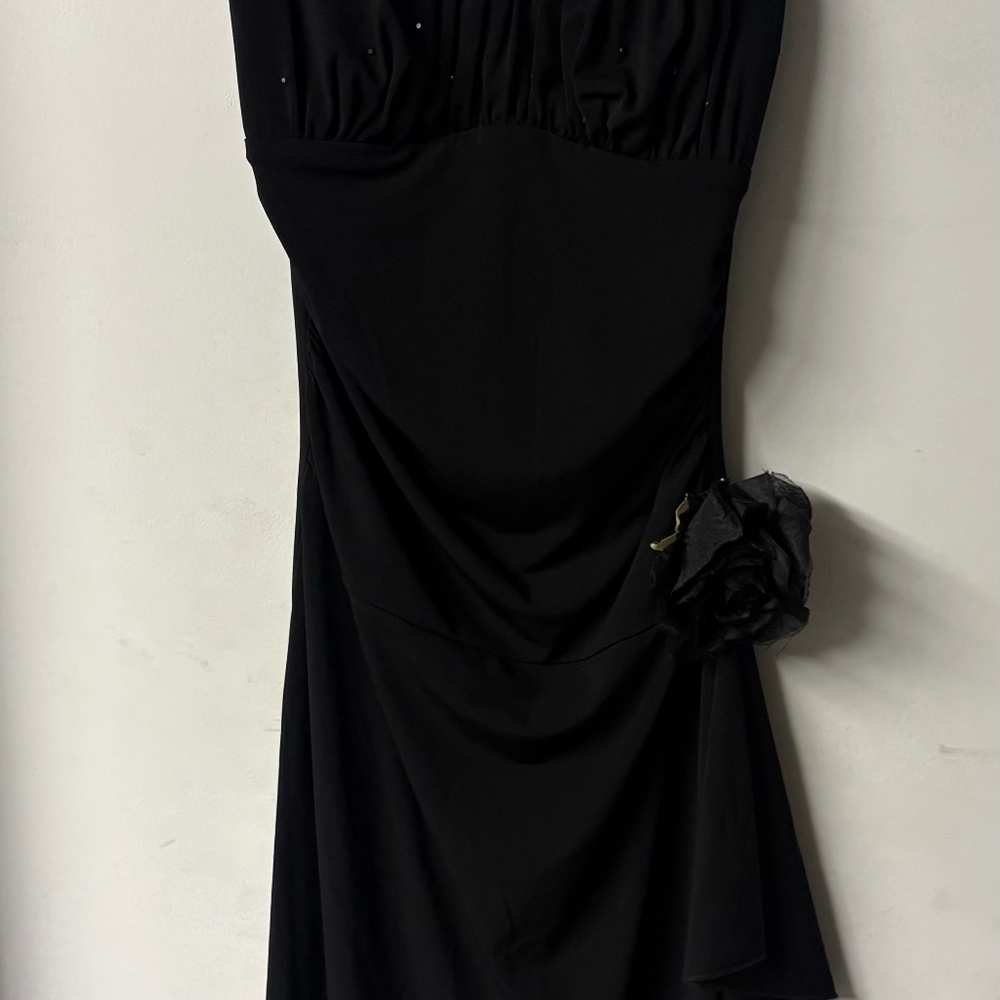 Y2K Vintage 2000's black Strappy Dress with rose detail